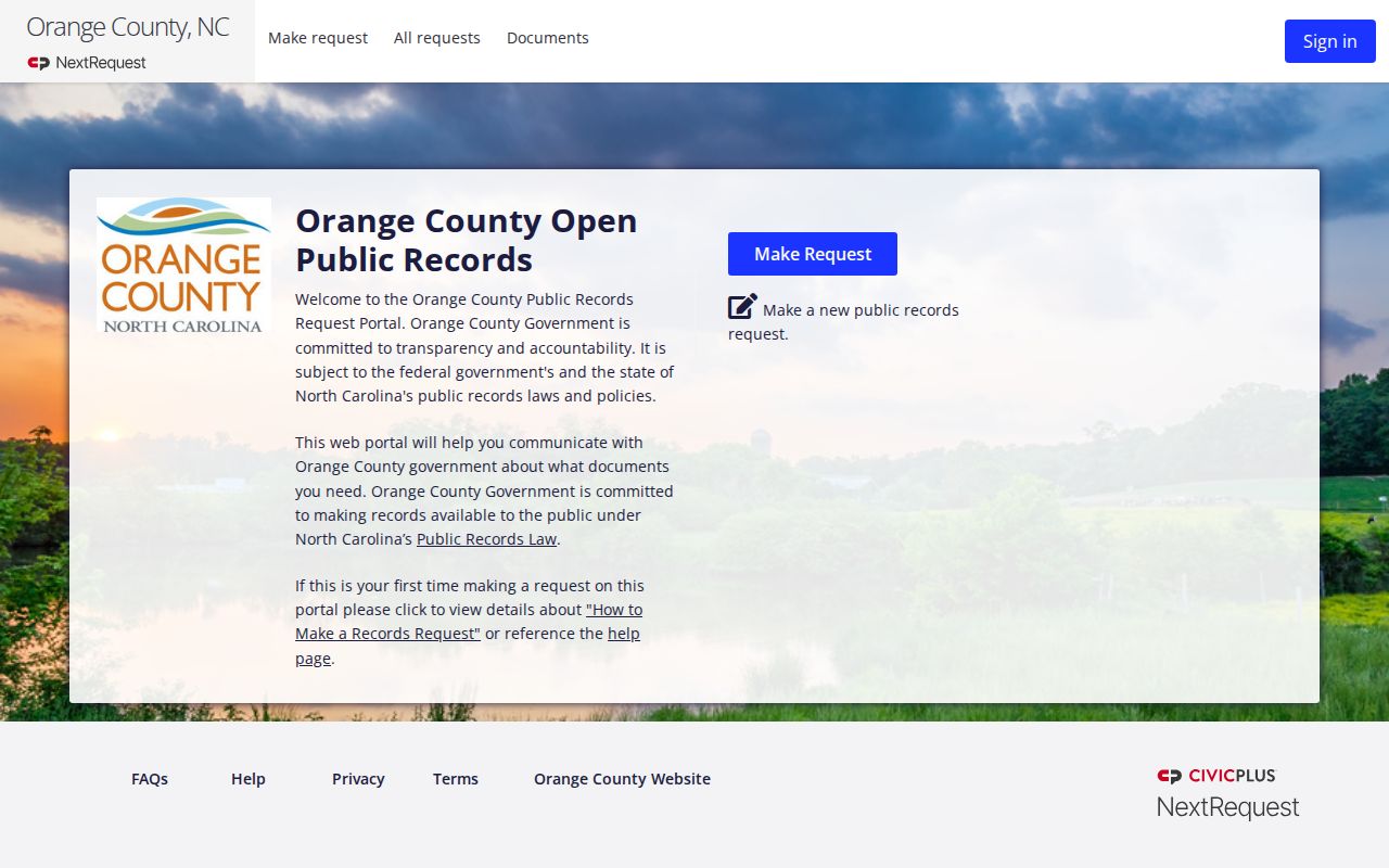 Chapel Hill public records request through Orange County NextRequest