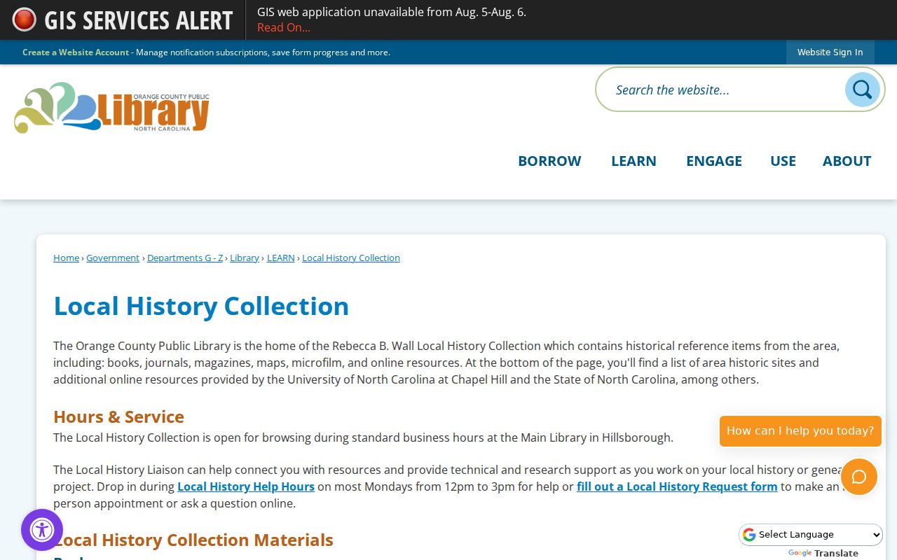 Chapel Hill public records research through Orange County Local History Collection